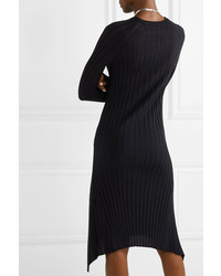 Helmut Lang Asymmetric Ribbed Wool Dress