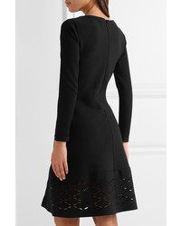 Lela Rose Laser Cut Stretch Knit Dress Black
