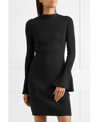 Maje Metallic Ribbed Knit Mini Dress Black