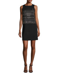 St. John Collection Sequined Milano Knit Shift Dress Black