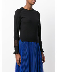 No.21 No21 Sheer Panel And Frill Trim Sleeve Knit Top