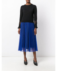 No.21 No21 Sheer Panel And Frill Trim Sleeve Knit Top