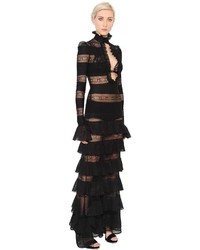 Alexander McQueen Ruffled Silk Lurex Knit Dress