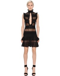 Alexander McQueen Ruffled Silk Lurex Knit Mini Dress