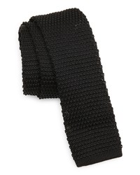 Nordstrom Cason Solid Knit Silk Skinny Tie In Black At