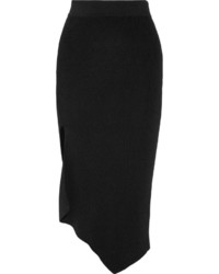Cushnie et Ochs Asymmetric Ribbed Stretch Knit Skirt Black
