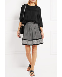 Maje Flared Stretch Jacquard Knit Mini Skirt Black