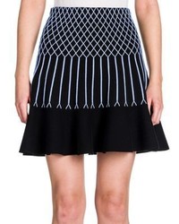 Fendi Knit Grid Detail Flounce Skirt