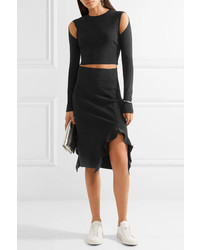 Opening Ceremony Ruffle Trimmed Stretch Knit Skirt Black