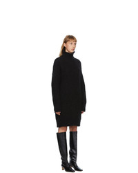 DRAE Black Alpaca Turtleneck Pullover Dress