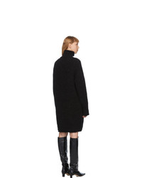 DRAE Black Alpaca Turtleneck Pullover Dress