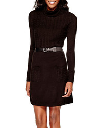 By And By By By Long Sleeve Belted Sweater Dress