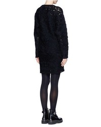 Nobrand Carded Yarn Floral Knit Wool Alpaca Sweater Dress