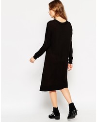 Asos Collection Sweater Dress In Fine Knit And Side Split With Silk Blend