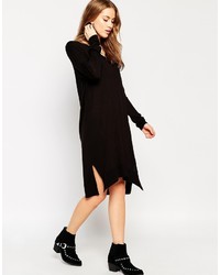 Asos Collection Sweater Dress In Fine Knit And Side Split With Silk Blend