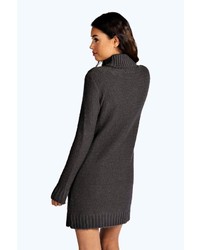Boohoo Diana Roll Neck Cable Knit Jumper Dress
