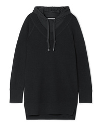 T by Alexander Wang Hooded Layered Wool And Cotton Blend Jersey Mini Dress