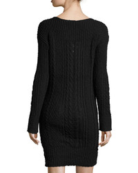 Three Dots Kelsey Cable Knit Sweater Dress Black