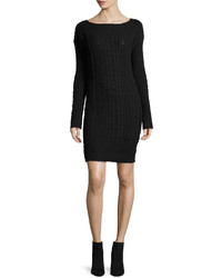 Three Dots Kelsey Cable Knit Sweater Dress Black