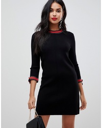 Morgan Knitted Swing Dress With Contrast In Black