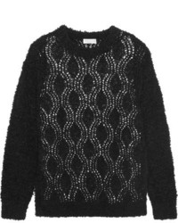 Brunello Cucinelli Boucl Knit Cotton Blend Sweater Black