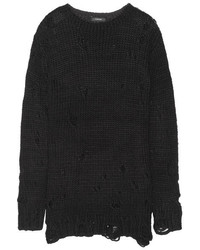 R 13 R13 Distressed Knitted Sweater Black