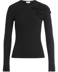 Emilio Pucci Ribbed Knit Pullover With Ruffle Detail