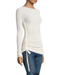 Helmut Lang Side Tie Crepe Rib Knit Pullover