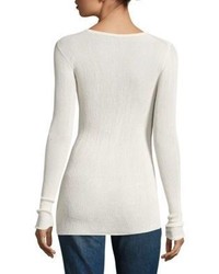 Helmut Lang Side Tie Crepe Rib Knit Pullover