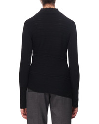 Proenza Schouler Spiral Knit Mock Neck Sweater Black