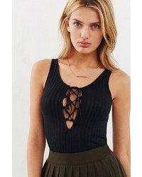 Project Social T Lace Up Ribbed Tank Top