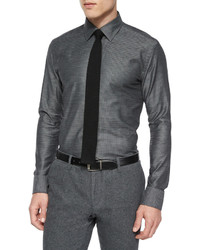 Hugo Boss Boss Knit Cotton Tie Charcoal Black