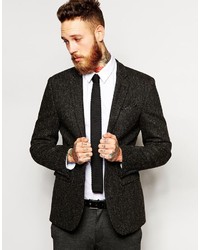 Asos Brand Knitted Tie In Black