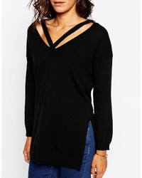 Asos Collection Knit Tunic With Cut Out V Neck