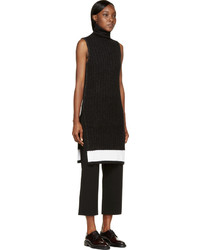Calvin Klein Collection Black And White Ribbed Knit Arto Turtleneck