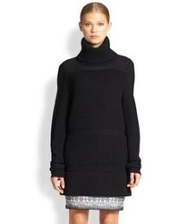 Helmut Lang Chunky Knit Paneled Turtleneck Sweater