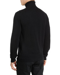 Tom Ford Classic Flat Knit Cashmere Turtleneck Sweater Black