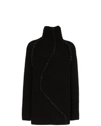Yohji Yamamoto High Neck Braided Ribbed Wool Sweater