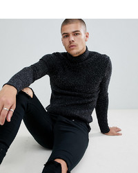 Siksilk Knitted Roll Neck Jumper In Black To Asos