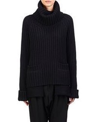 Yohji Yamamoto Rib Knit Turtleneck Sweater Black
