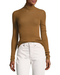 Vince Skinny Rib Knit Cashmere Turtleneck Sweater