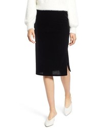 Black Knit Velvet Pencil Skirt