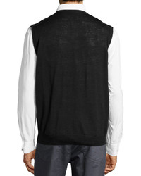 Neiman Marcus Wool Blend Sweater Vest Black