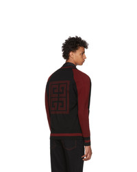Givenchy Black And Red Knit Teddy Bomber Jacket