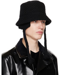 Y's Black Ear Flap Bucket Hat