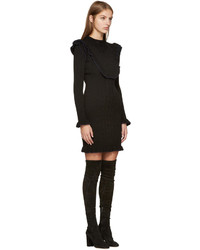 Fendi Black Knit Ruffled Dress