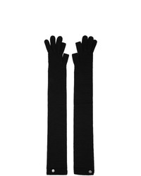Black Knit Wool Long Gloves