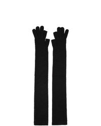 Rick Owens Black Wool Larry Long Gloves