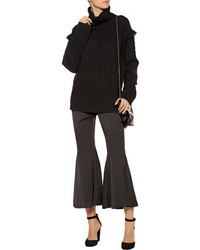 Rachel Zoe Aribella Fringed Cable Knit Wool And Cashmere Blend Turtleneck Sweater