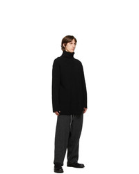Yohji Yamamoto Black Wool Rib Knit Turtleneck